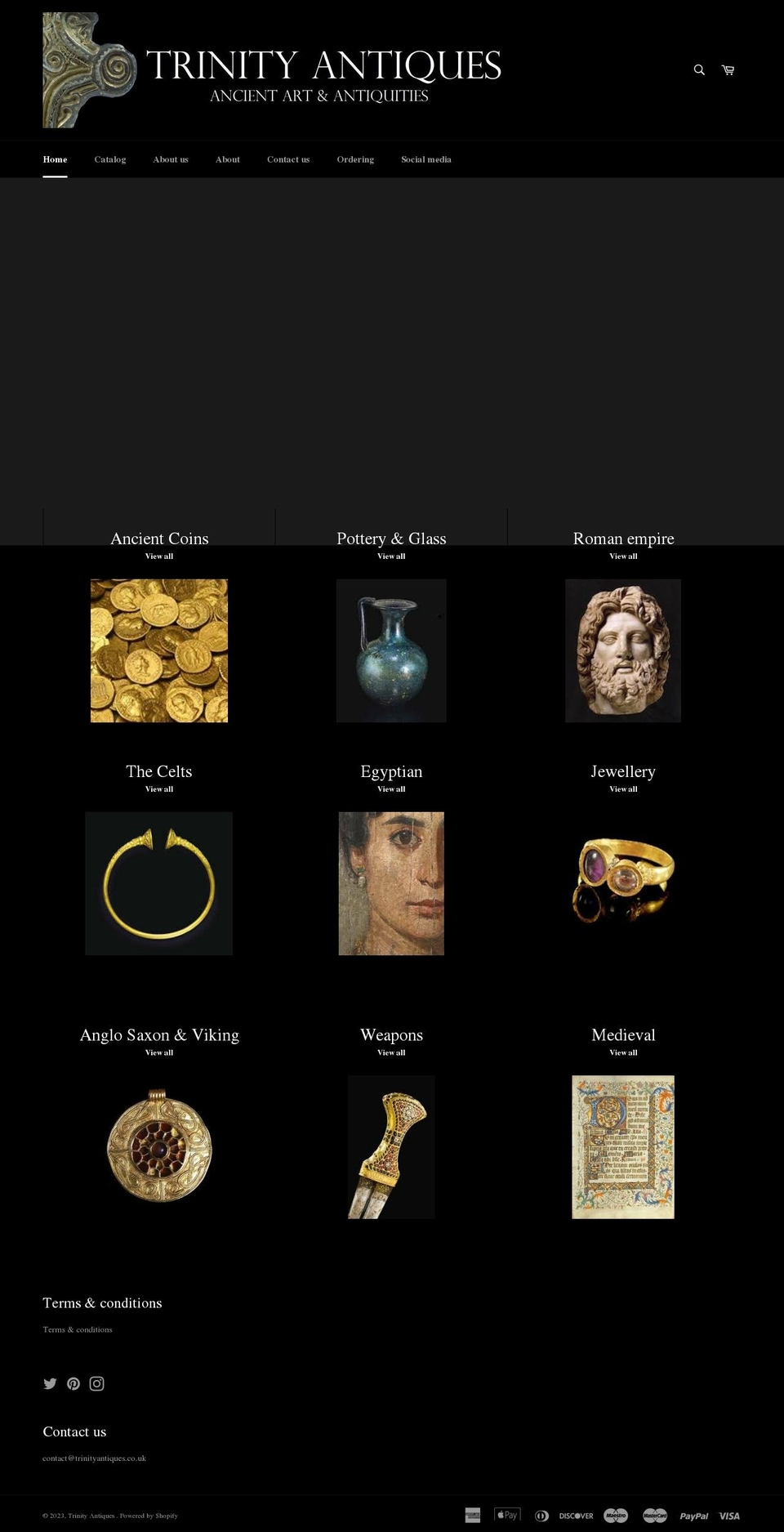 trinityantiques.co.uk shopify website screenshot