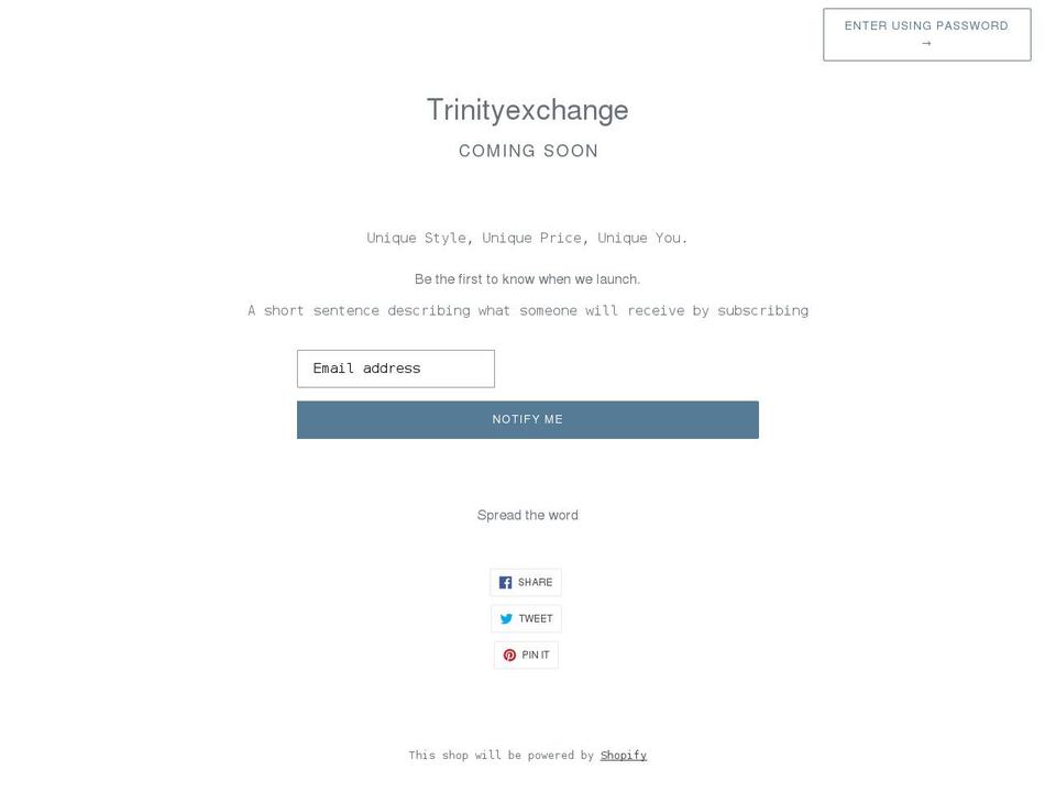 trinityexchange.net shopify website screenshot