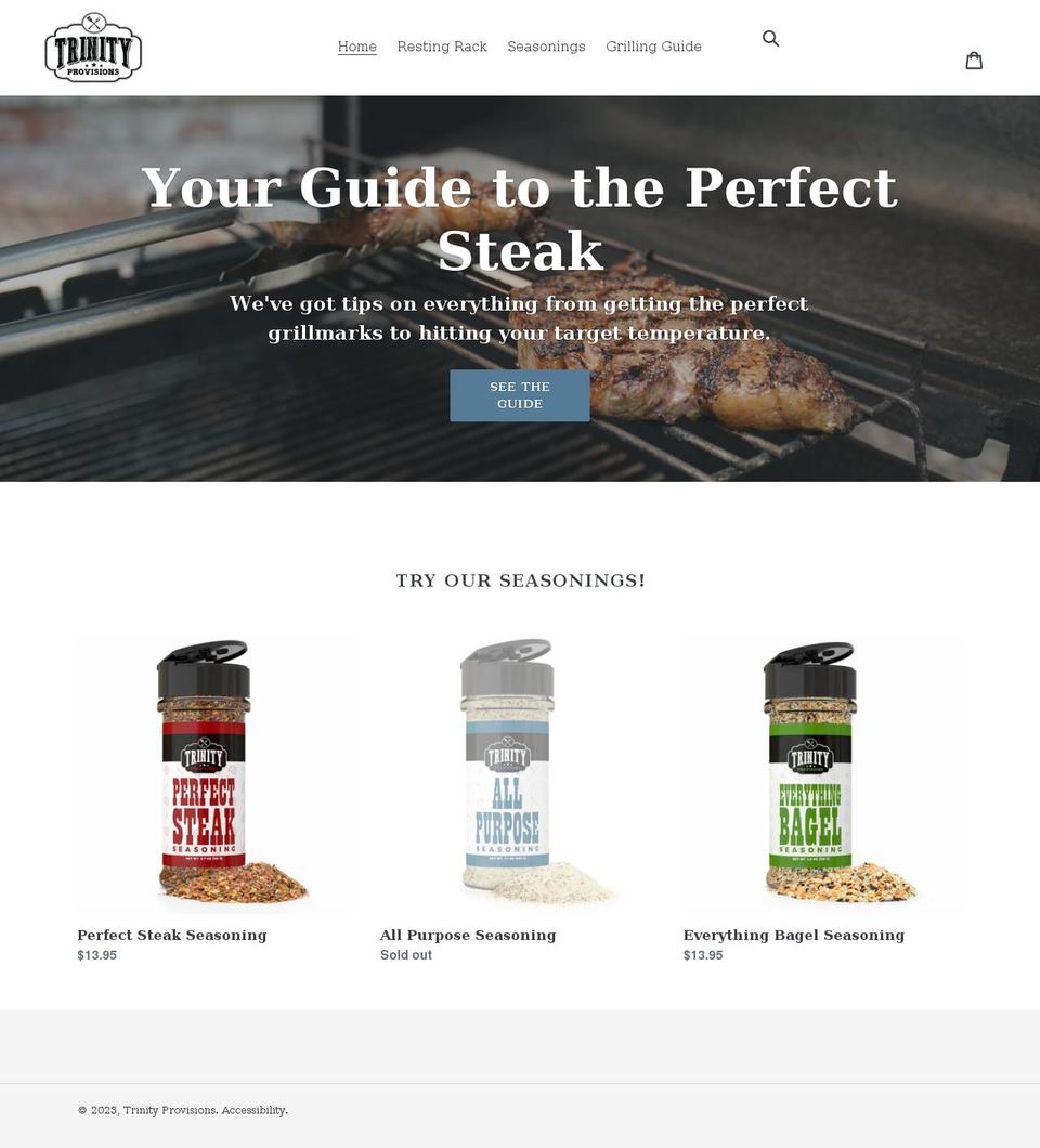 trinityprovisions.com shopify website screenshot