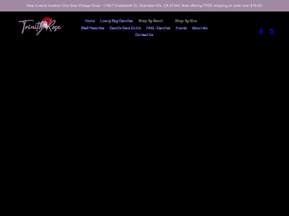 trinityrosecandles.com shopify website screenshot