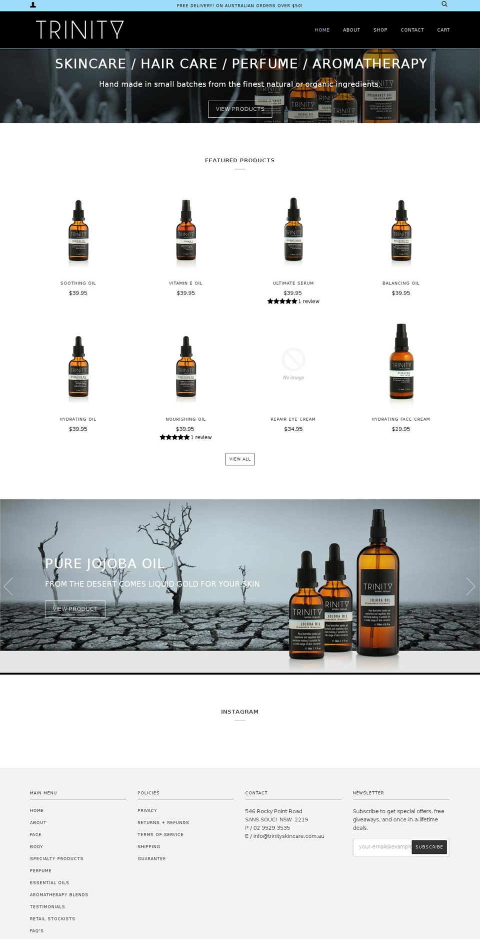 trinityskincare.com.au shopify website screenshot