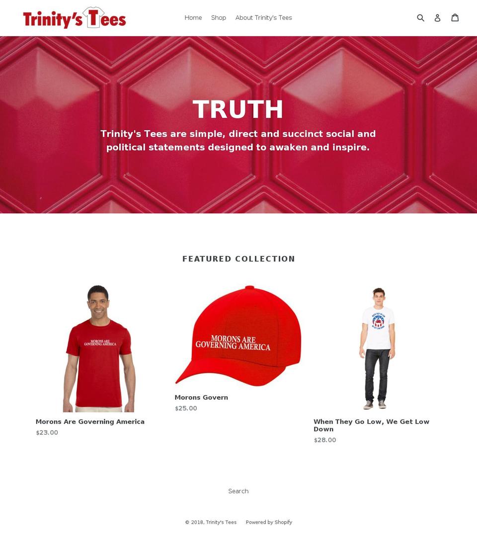 trinitystees.com — Shopify storefront screenshot