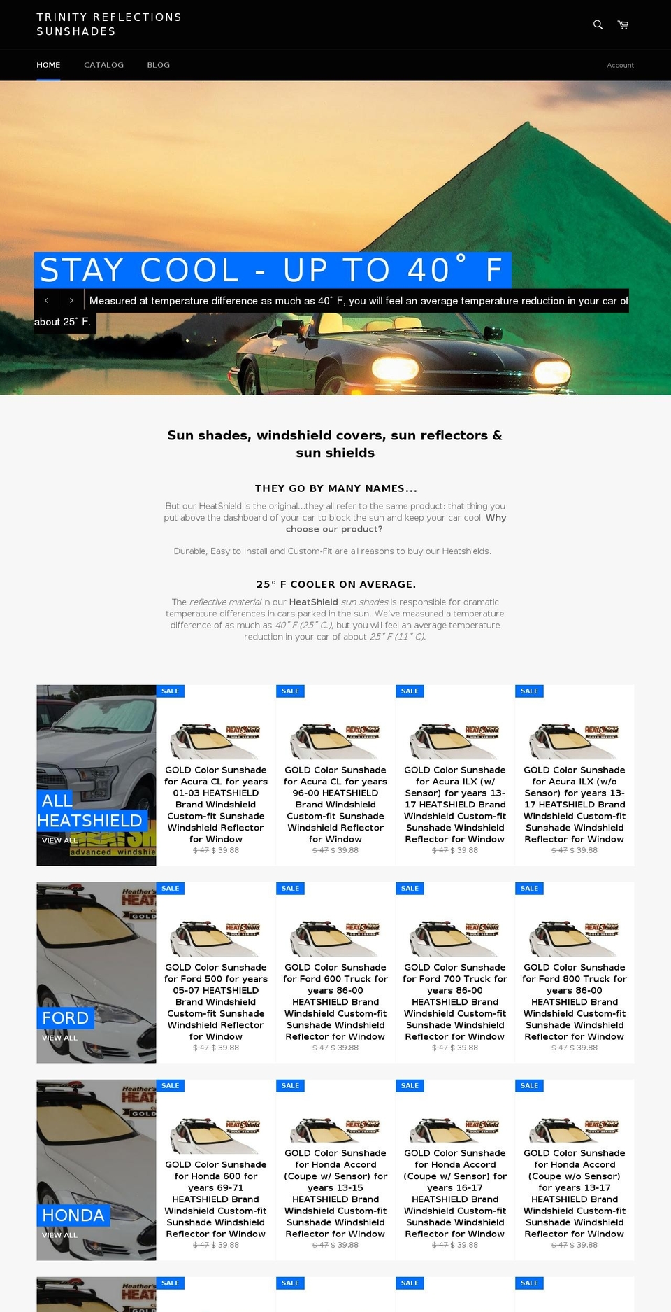 trinitysunshades.com shopify website screenshot