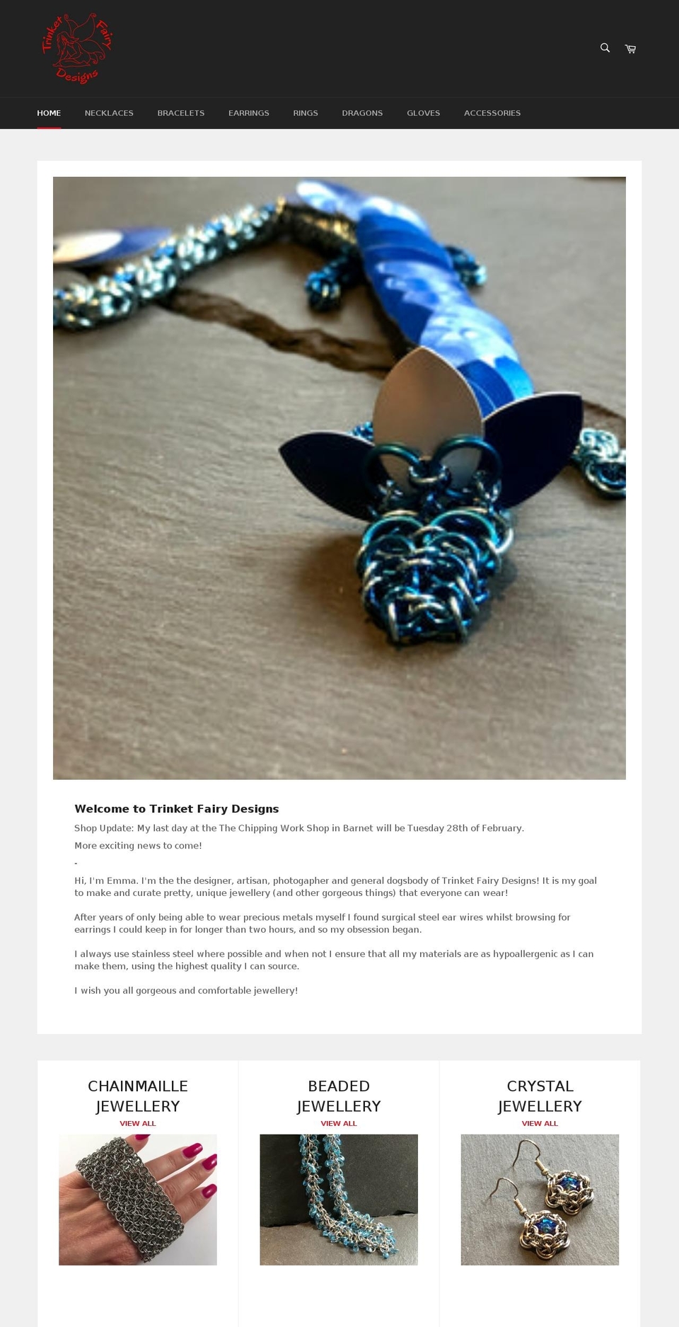 trinketfairydesigns.co.uk shopify website screenshot