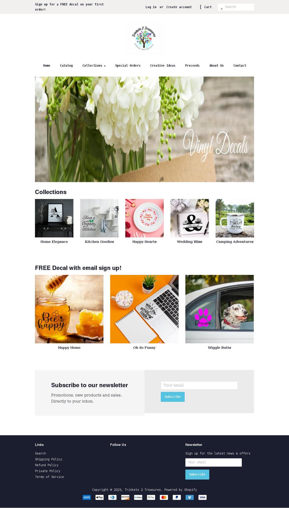 trinkets2treasures.com shopify website screenshot
