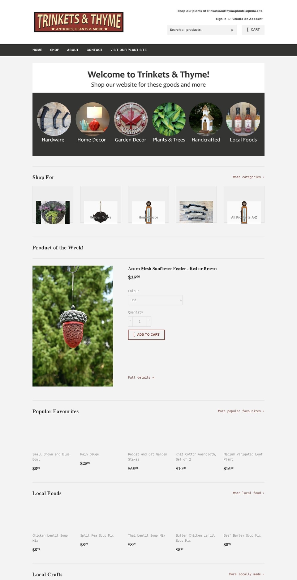 trinketsandthyme.com shopify website screenshot