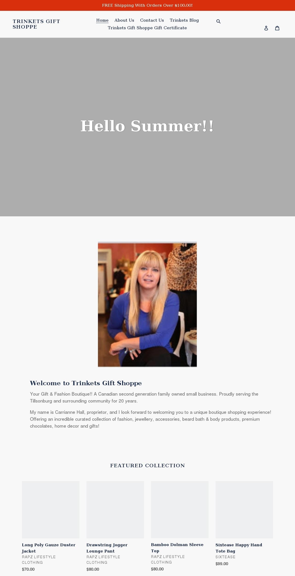 trinketsgiftshoppe.ca shopify website screenshot