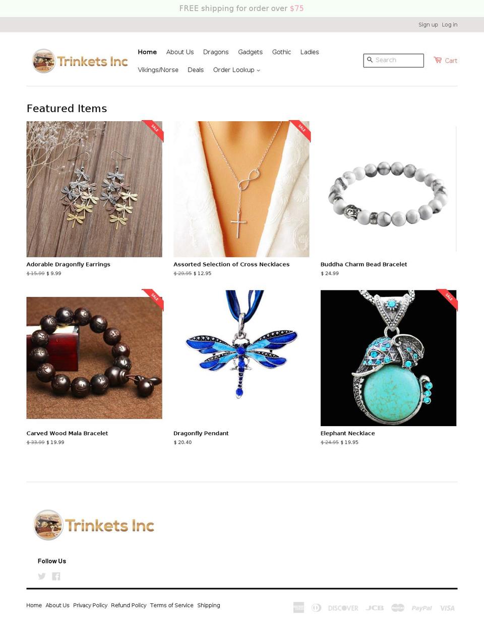 trinketsinc.com shopify website screenshot