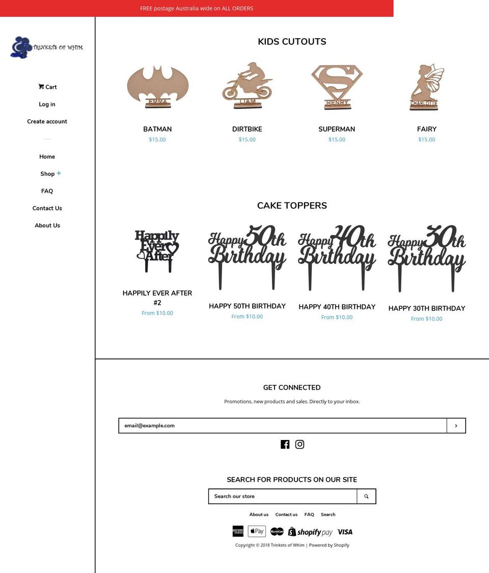 trinketsofwhim.com.au shopify website screenshot
