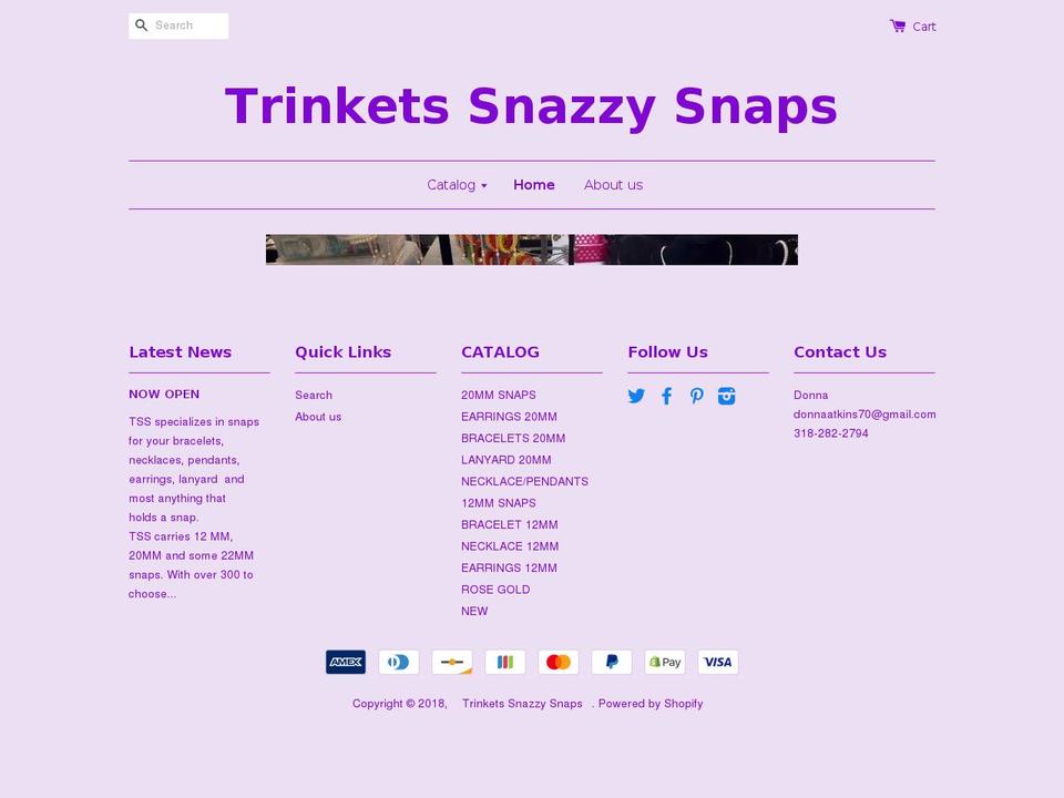 trinketssnazzysnaps.com shopify website screenshot