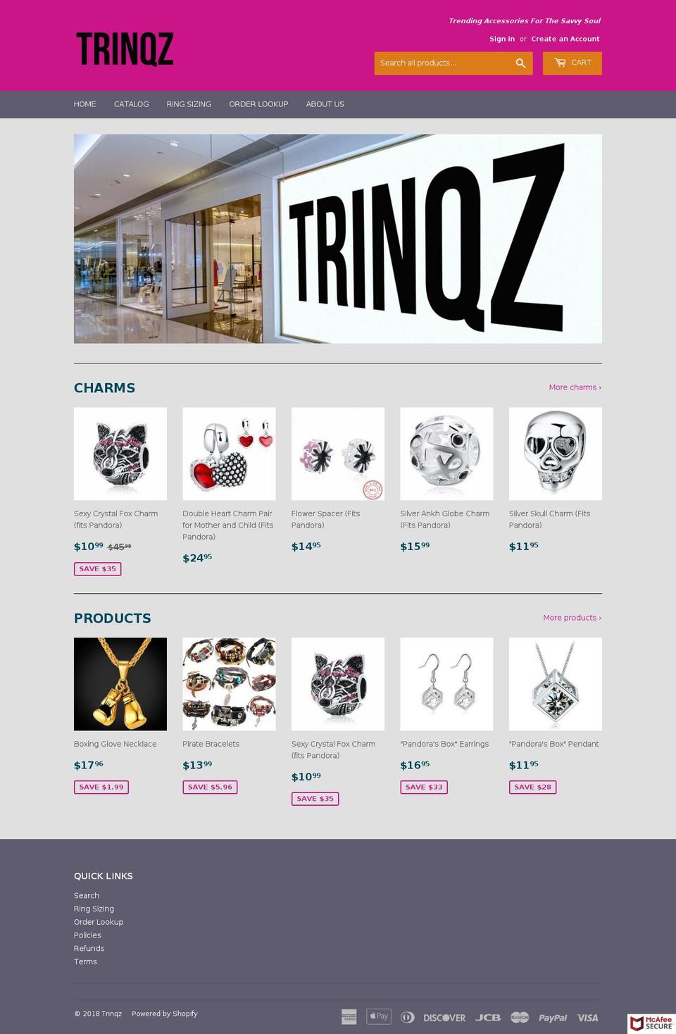 trinqz.com — Shopify storefront screenshot