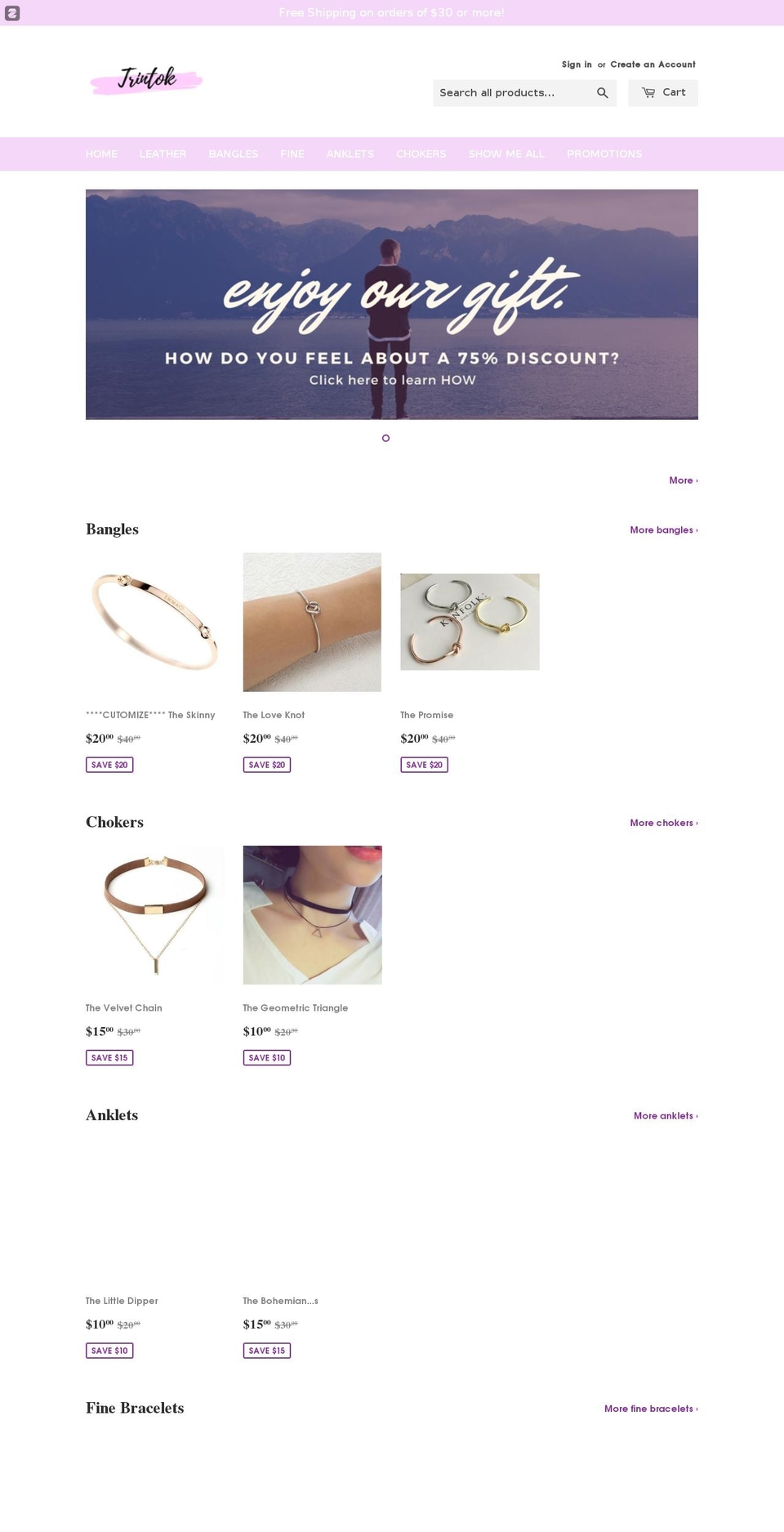 trintok.com — Shopify storefront screenshot
