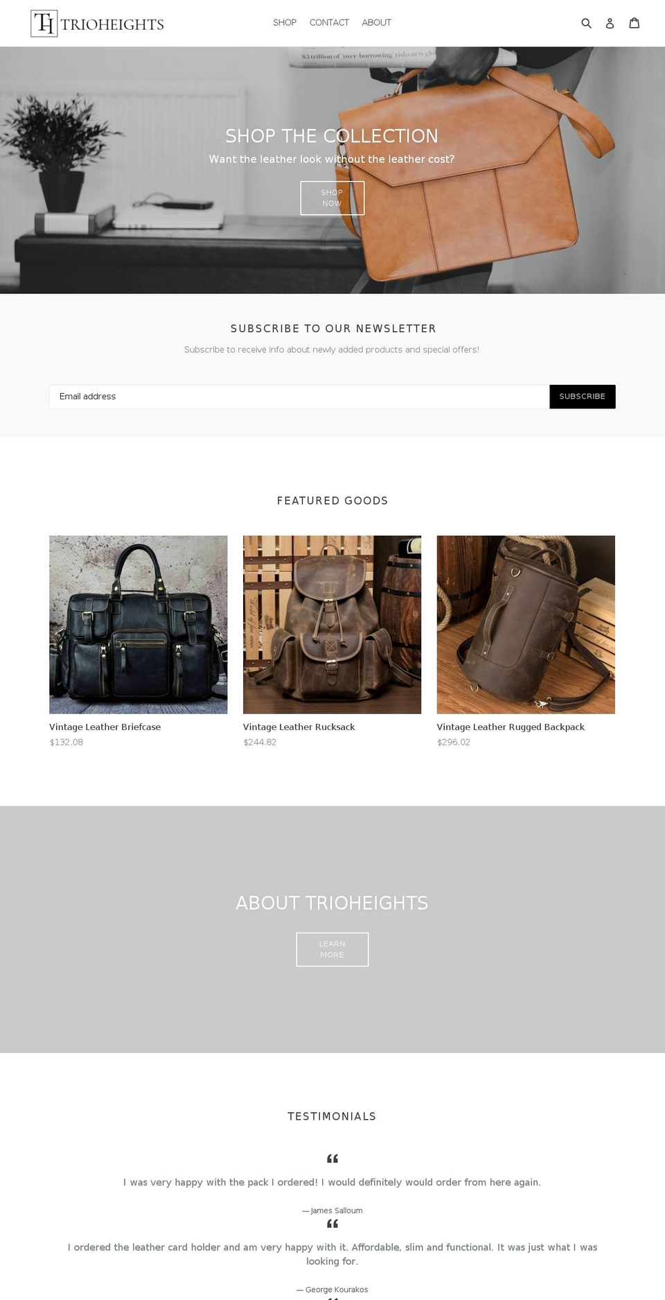 trioheights.com — Shopify storefront screenshot