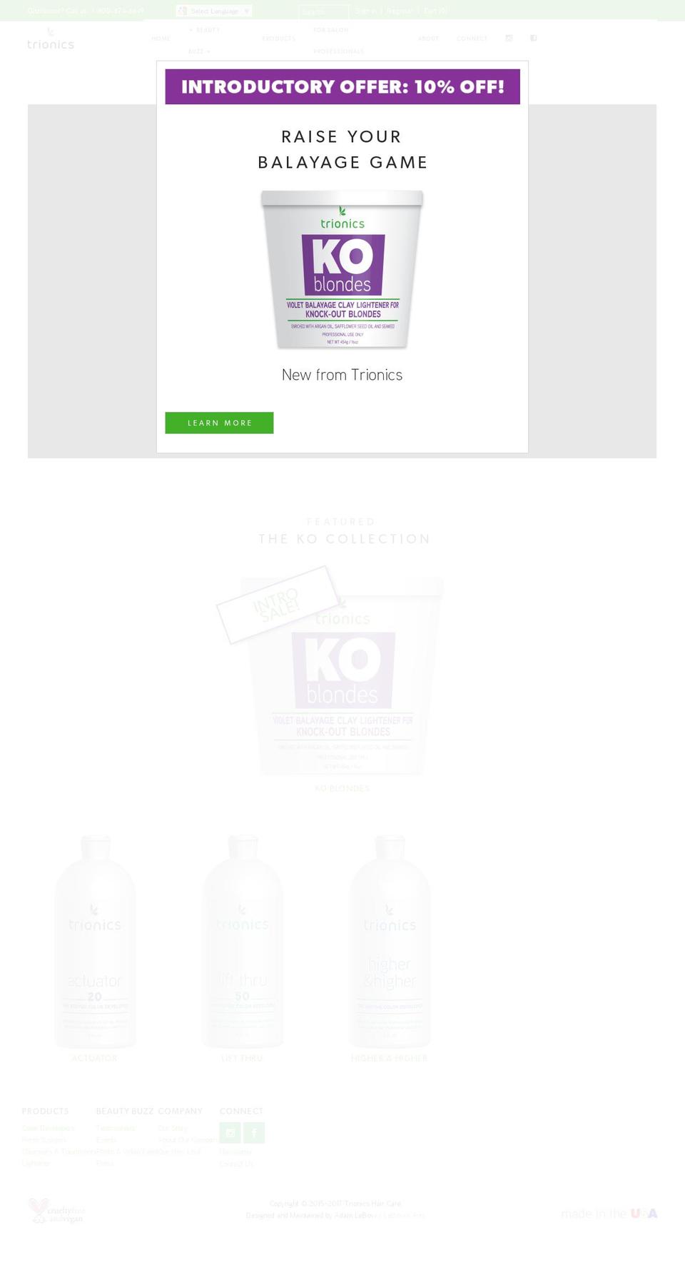 trionicshaircare.com shopify website screenshot