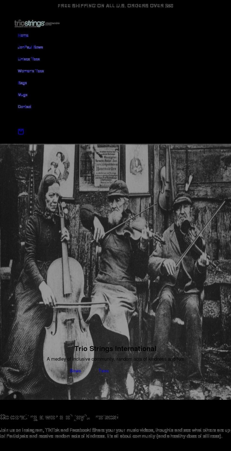 triostrings.com shopify website screenshot