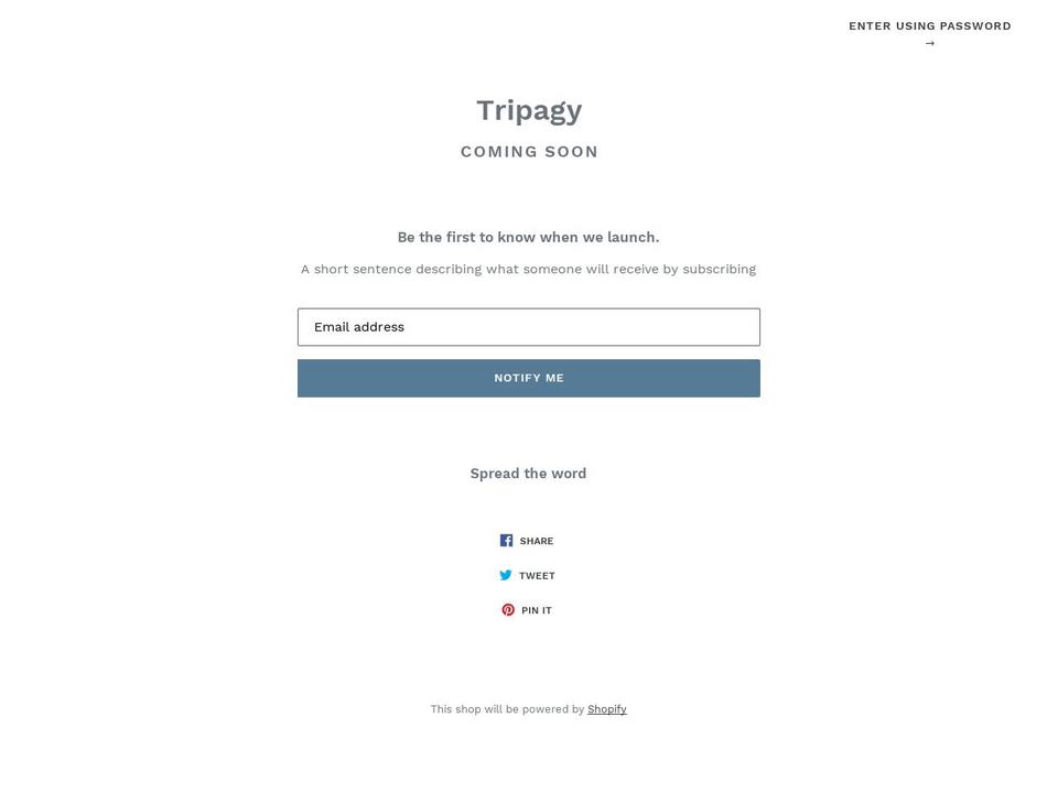 tripagy.com — Shopify storefront screenshot