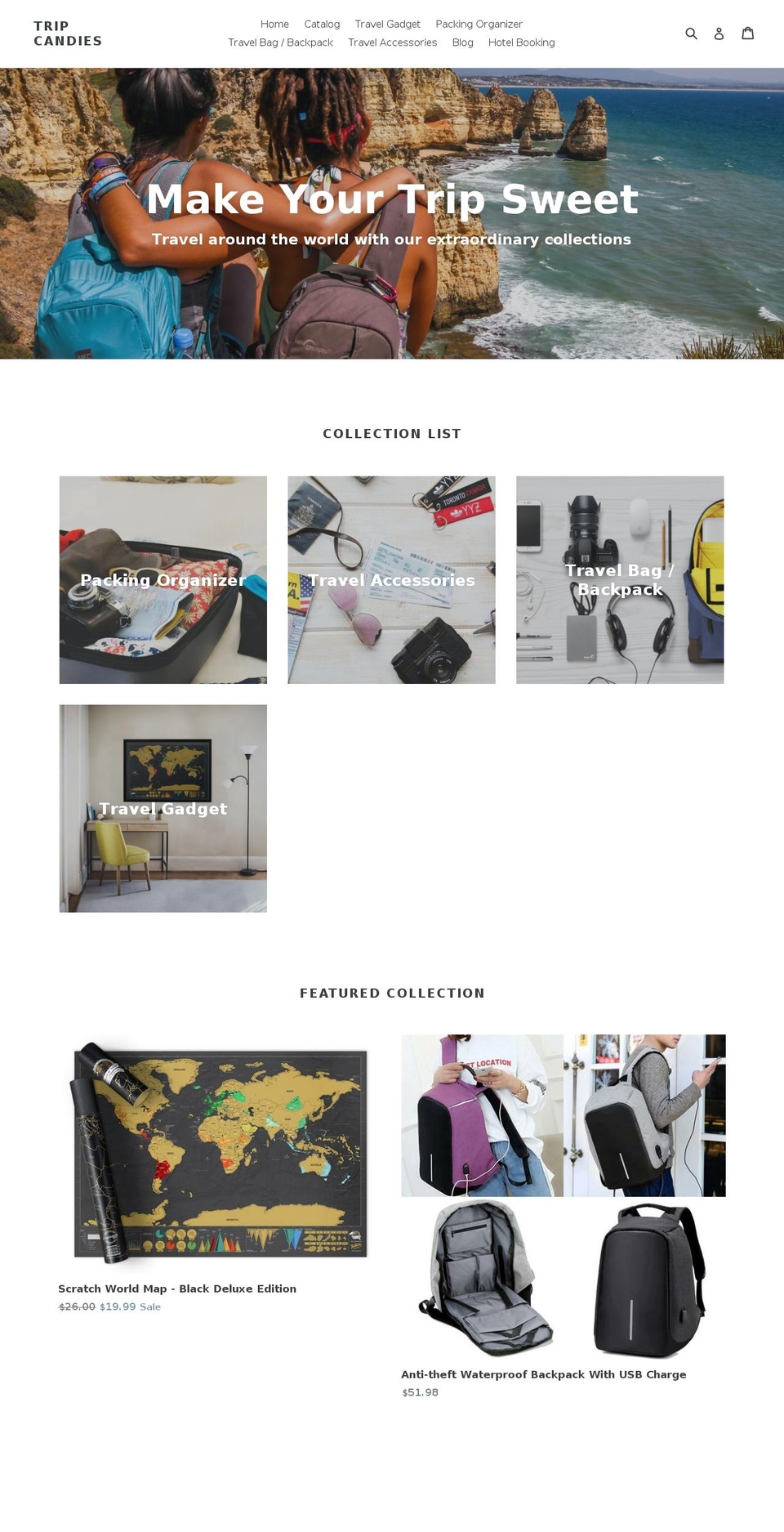 tripcandies.com shopify website screenshot