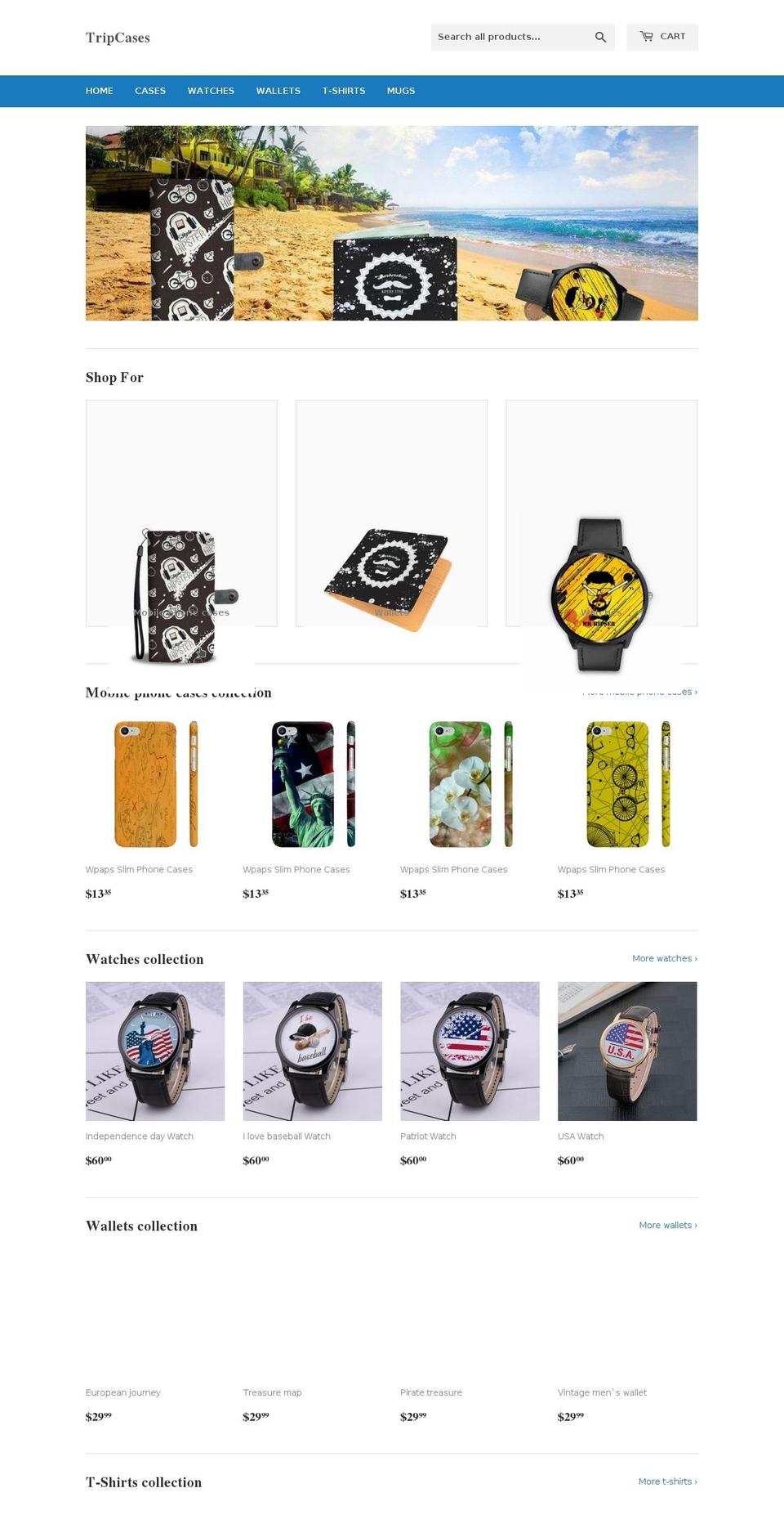 tripcases.com — Shopify storefront screenshot