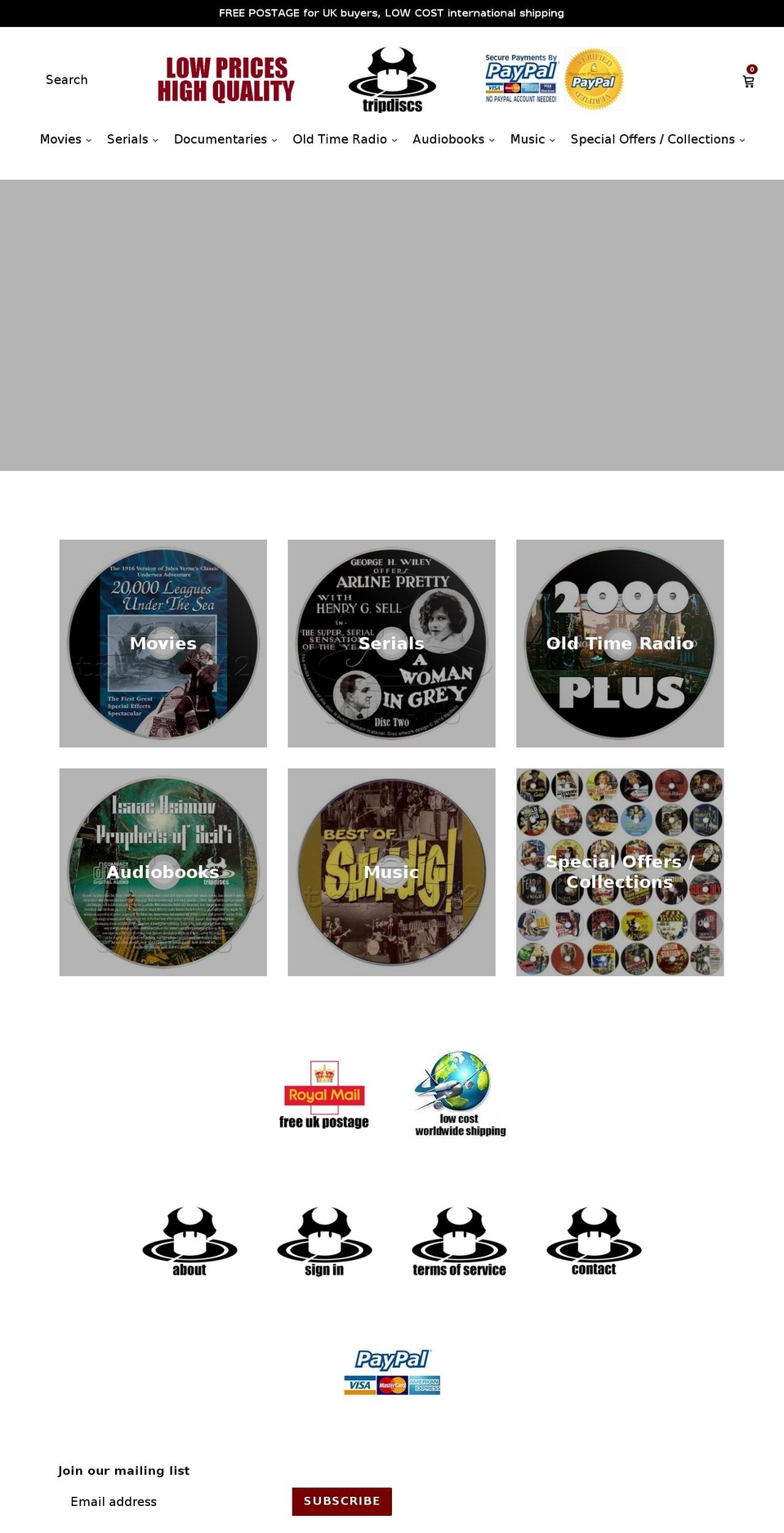 tripdiscs.com — Shopify storefront screenshot