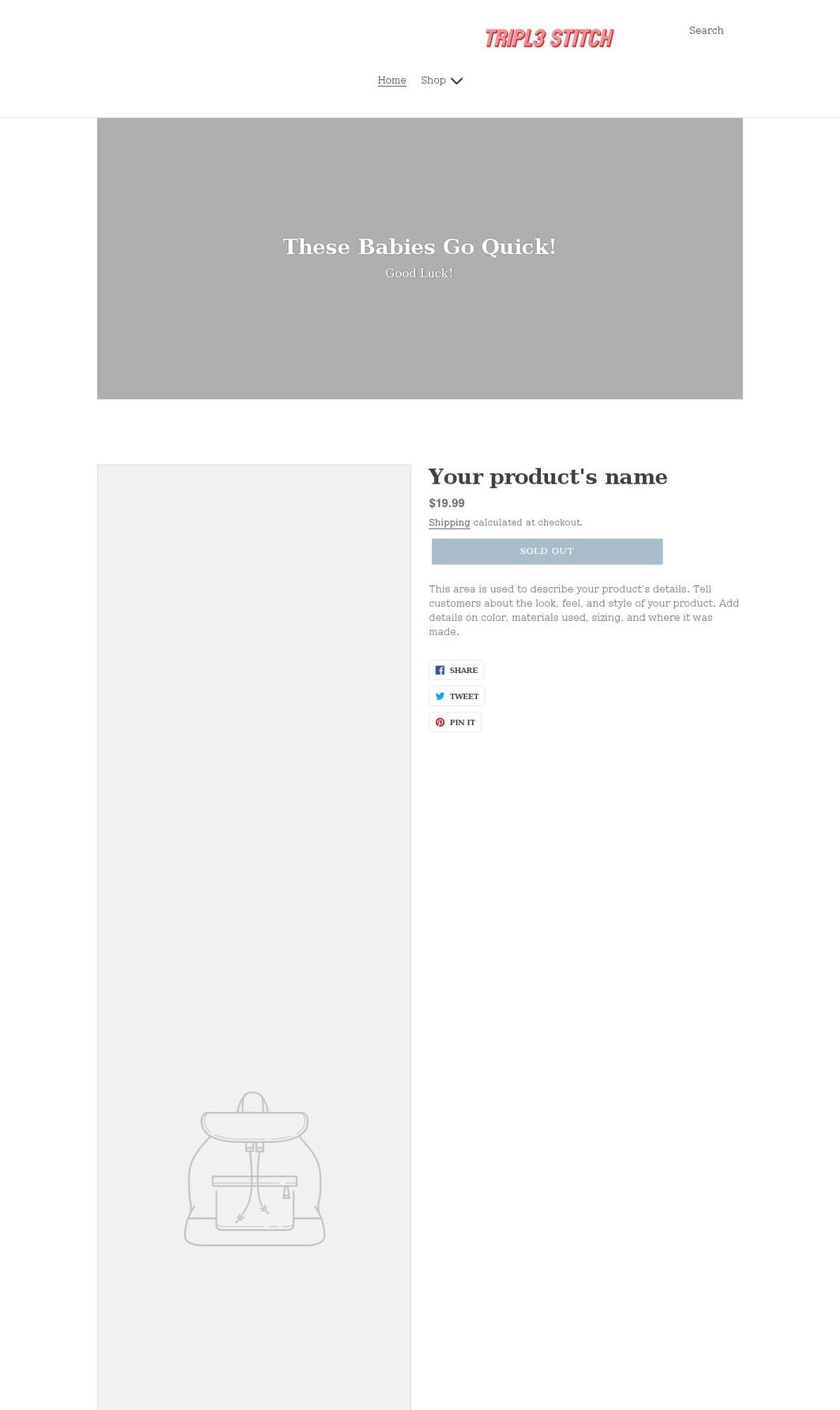 tripl3stitch.com shopify website screenshot
