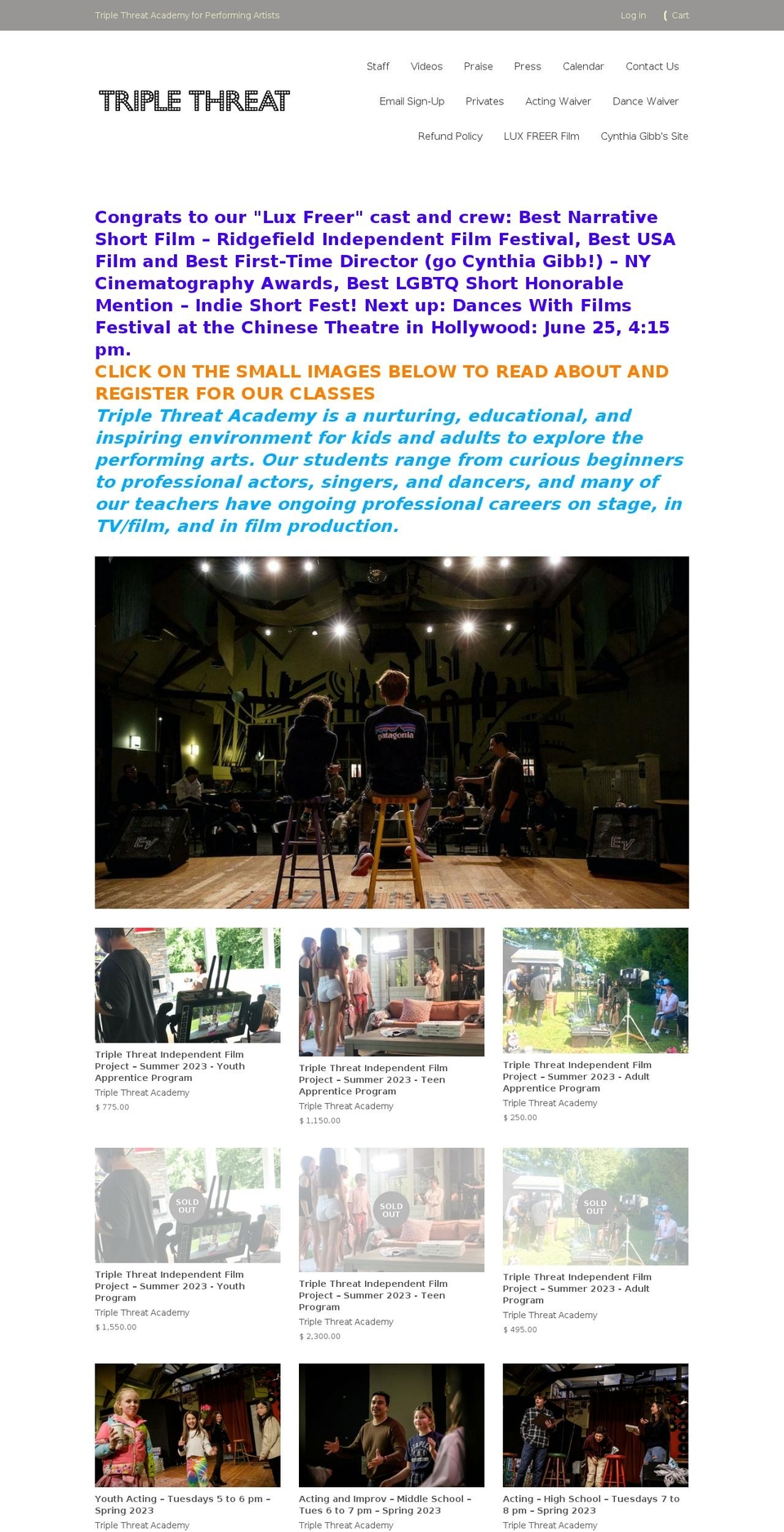 triple-threat-academy.myshopify.com shopify website screenshot