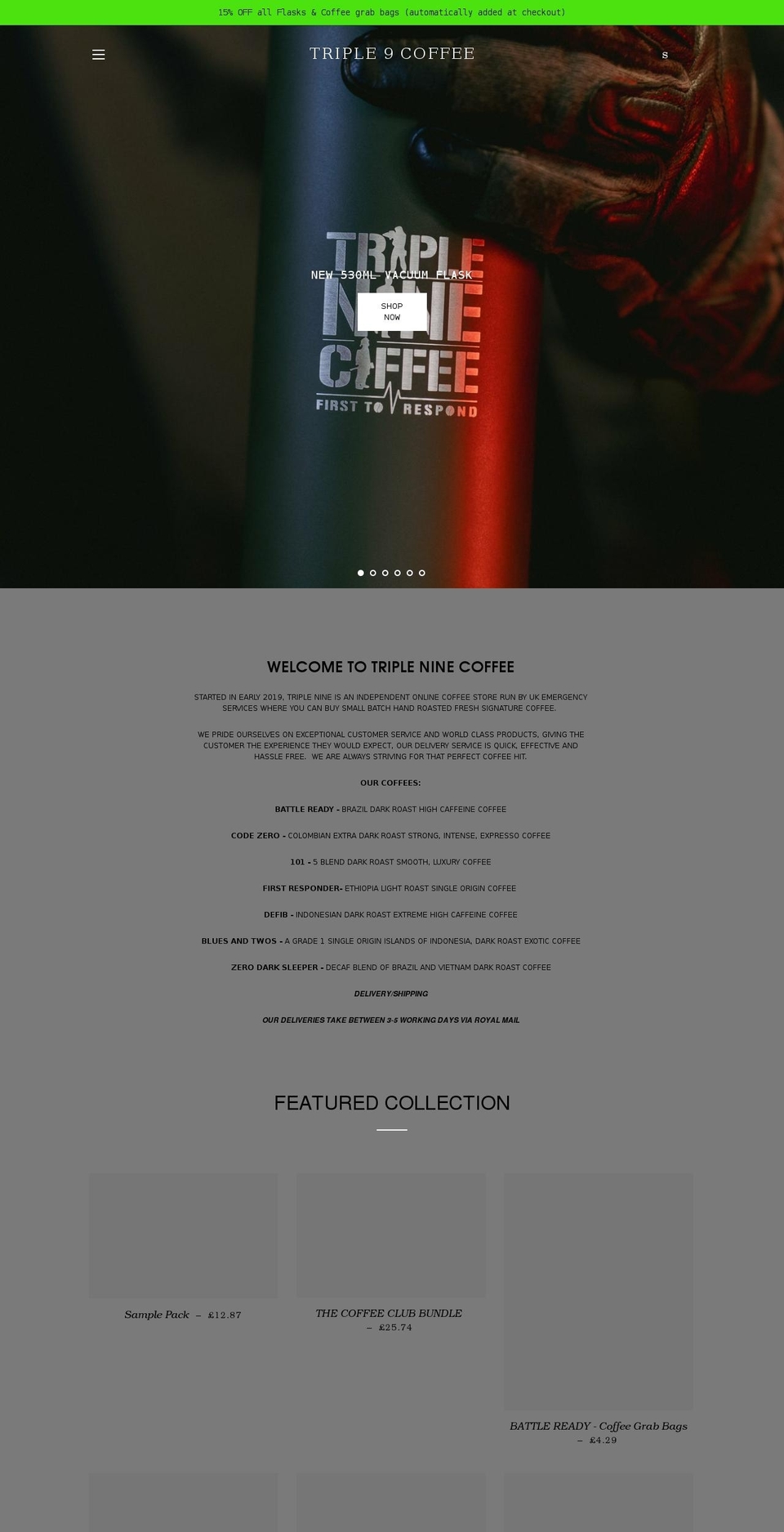 triple9coffee.com shopify website screenshot