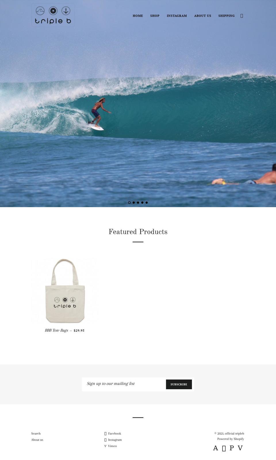 tripleb.online shopify website screenshot