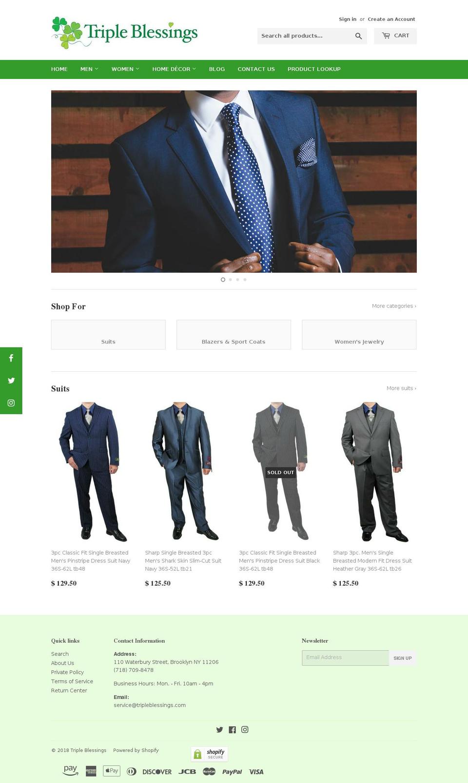 tripleblessings.com shopify website screenshot