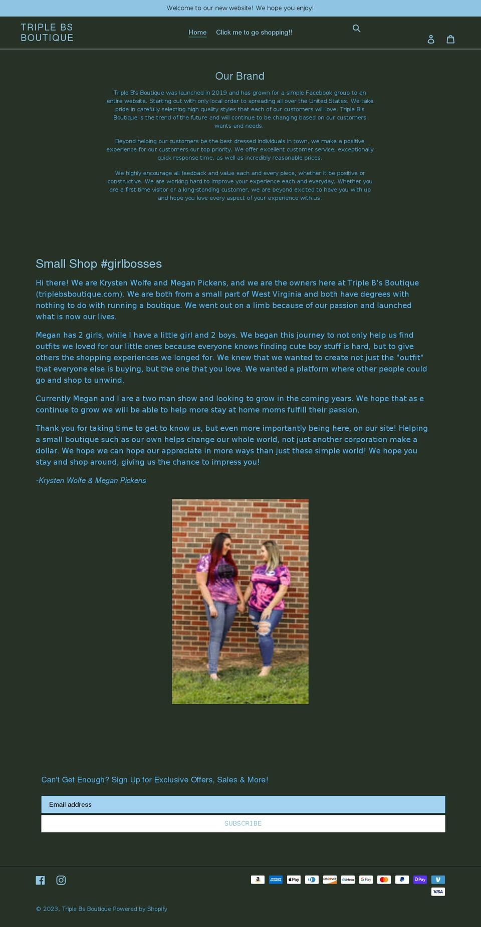 triplebsboutique.com shopify website screenshot