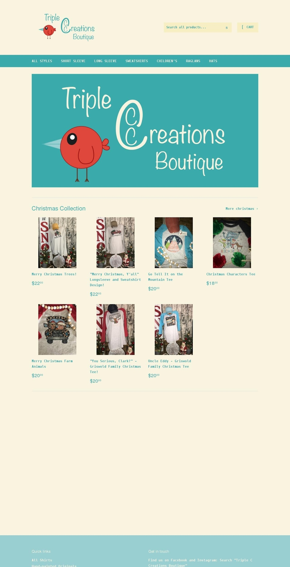 tripleccreationsboutique.com shopify website screenshot