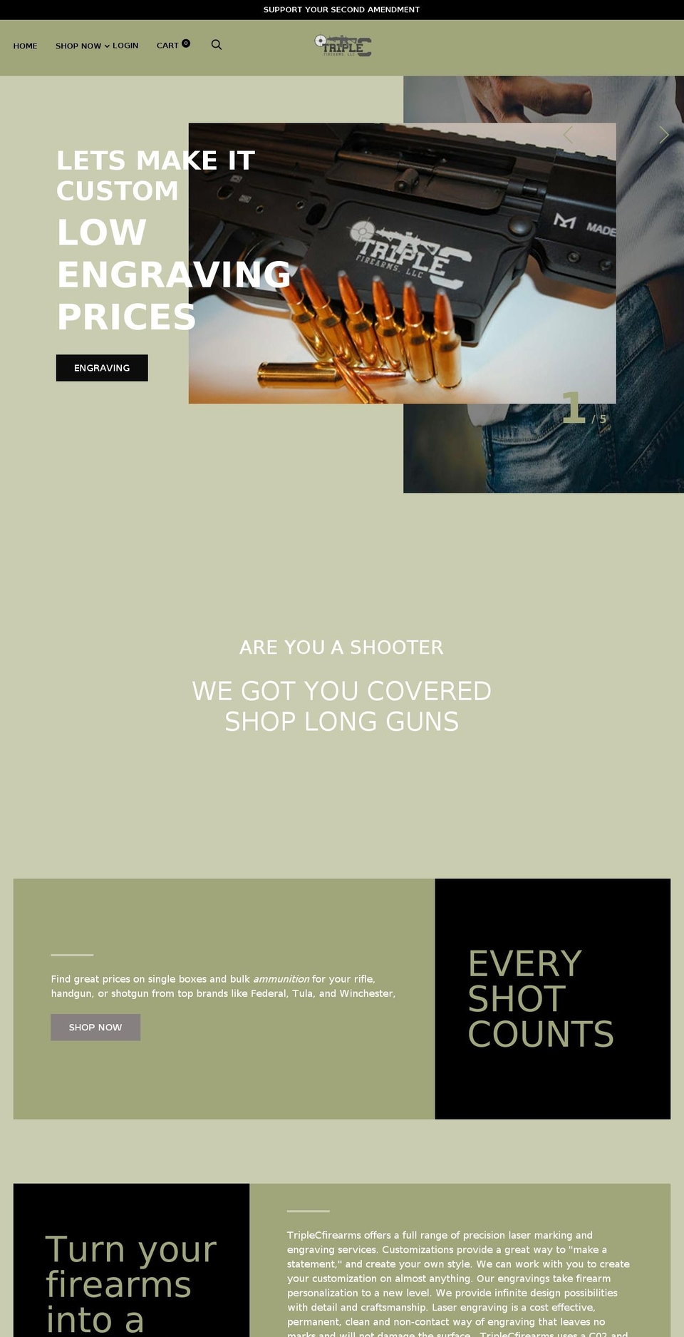 triplecfirearms.com — Shopify storefront screenshot