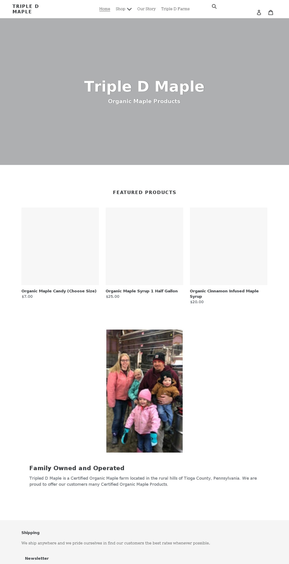 tripledmaple.com shopify website screenshot