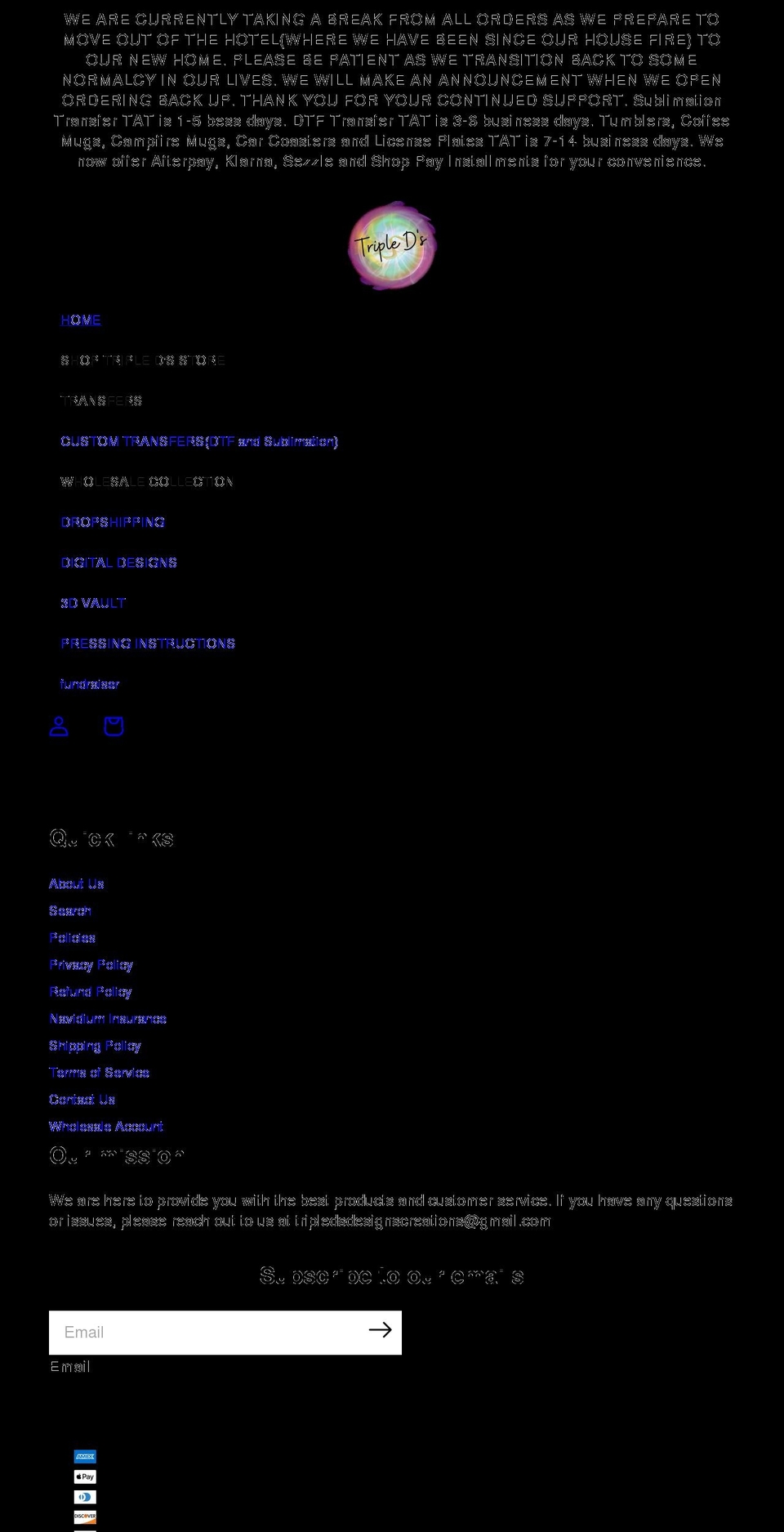 tripledsdesigns.com shopify website screenshot