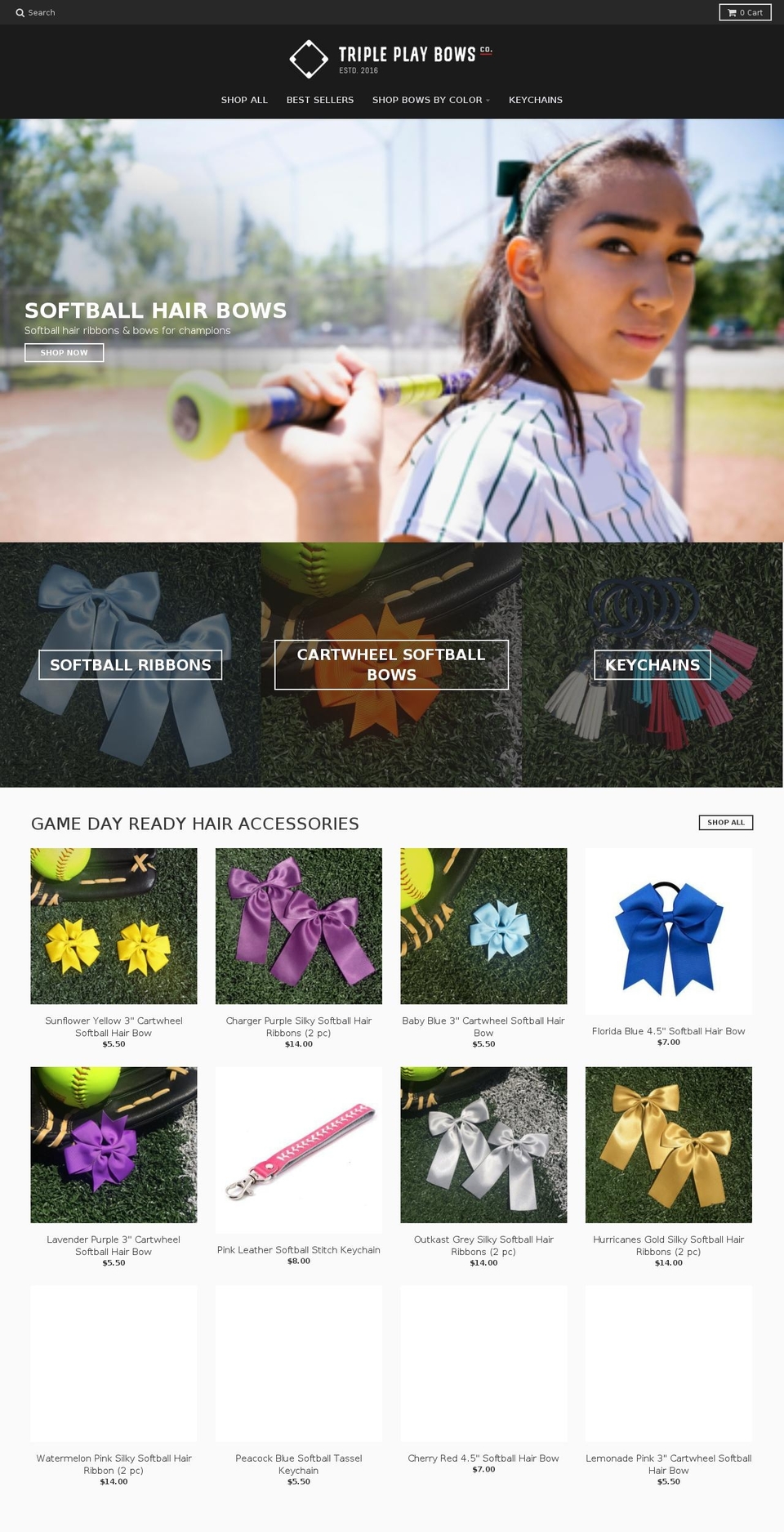 tripleplaybows.com — Shopify storefront screenshot