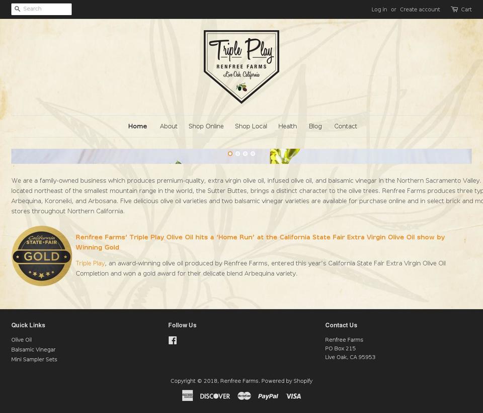 tripleplayoliveoil.com — Shopify storefront screenshot