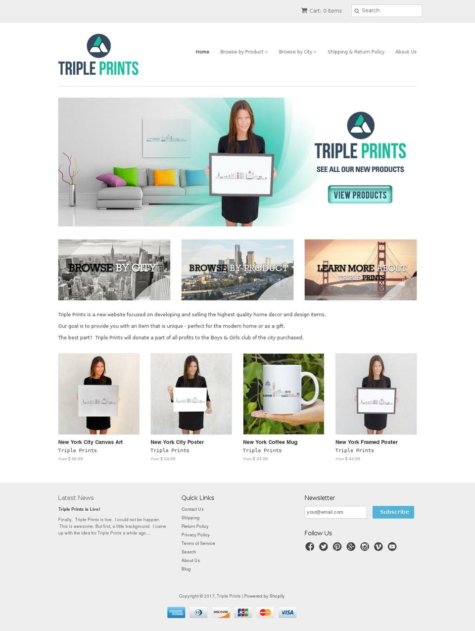 tripleprints.com shopify website screenshot
