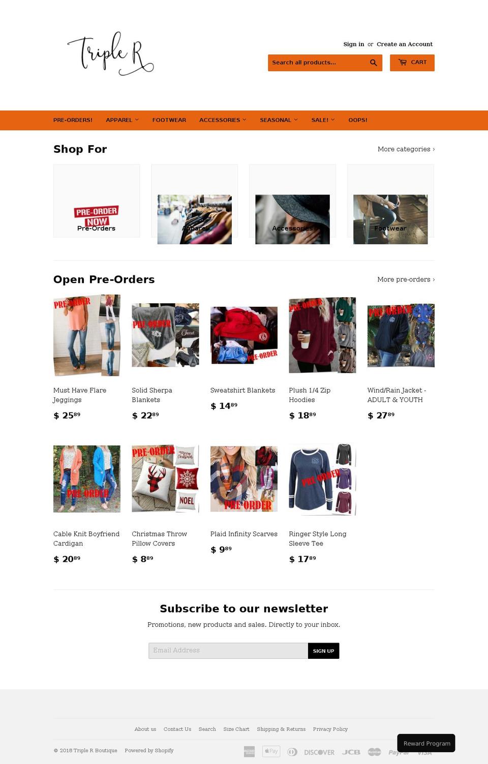triplerboutique.com shopify website screenshot