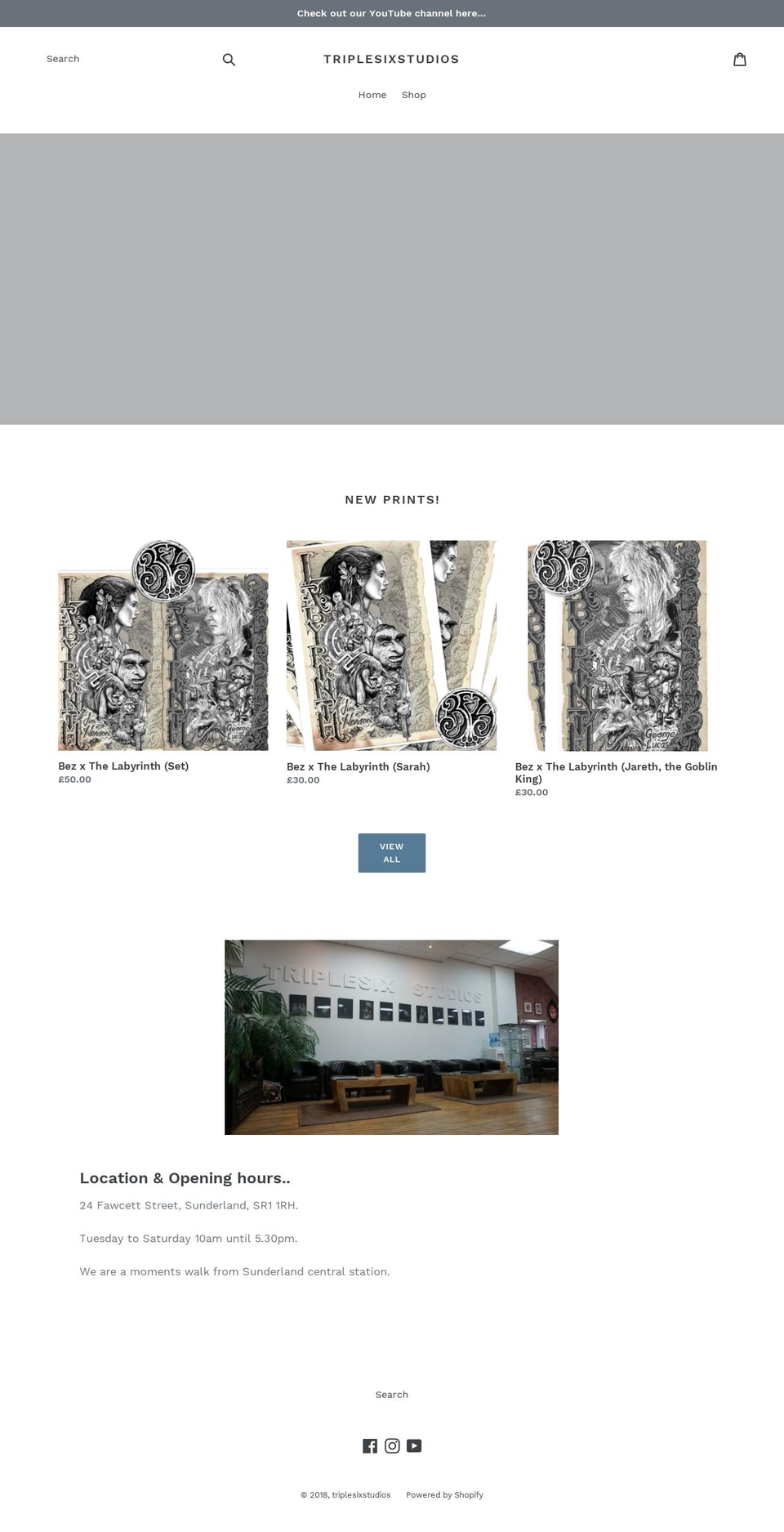 triplesixstudios.com — Shopify storefront screenshot