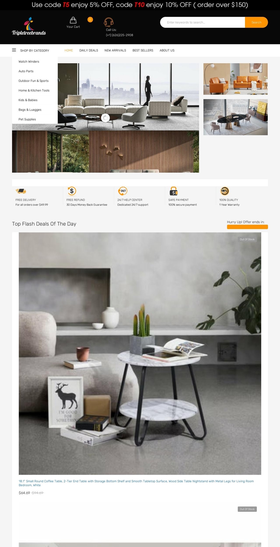 Ayo-home Shopify theme site example tripletreebrands.com