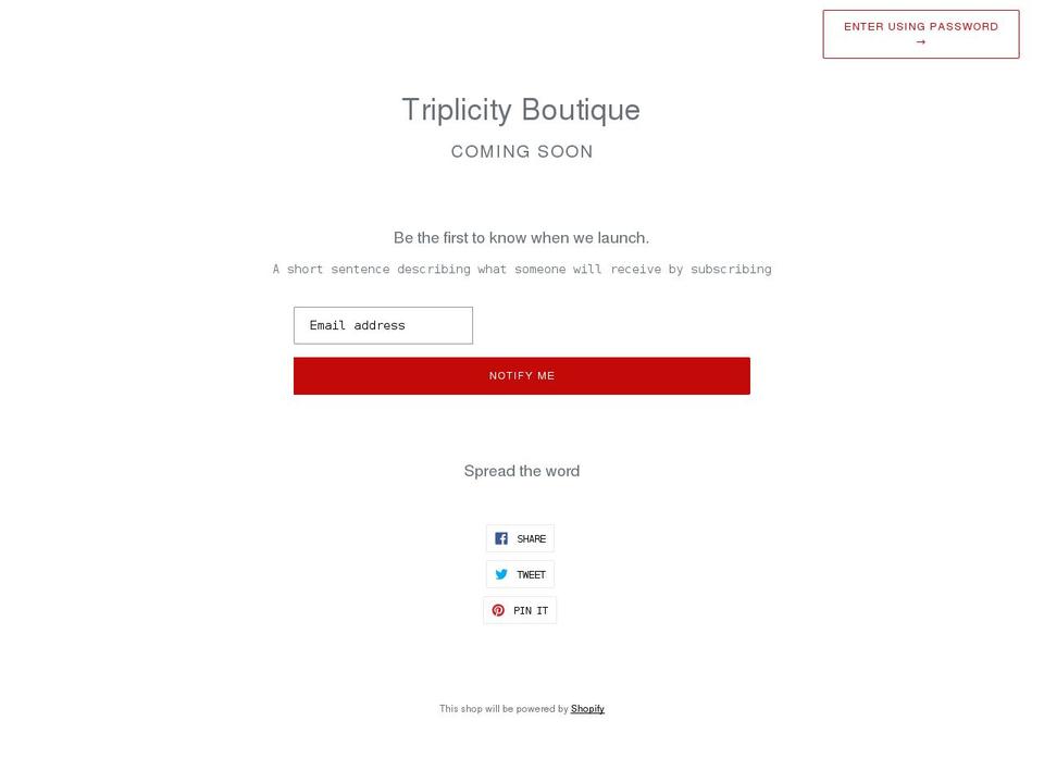 triplicityboutique.com shopify website screenshot