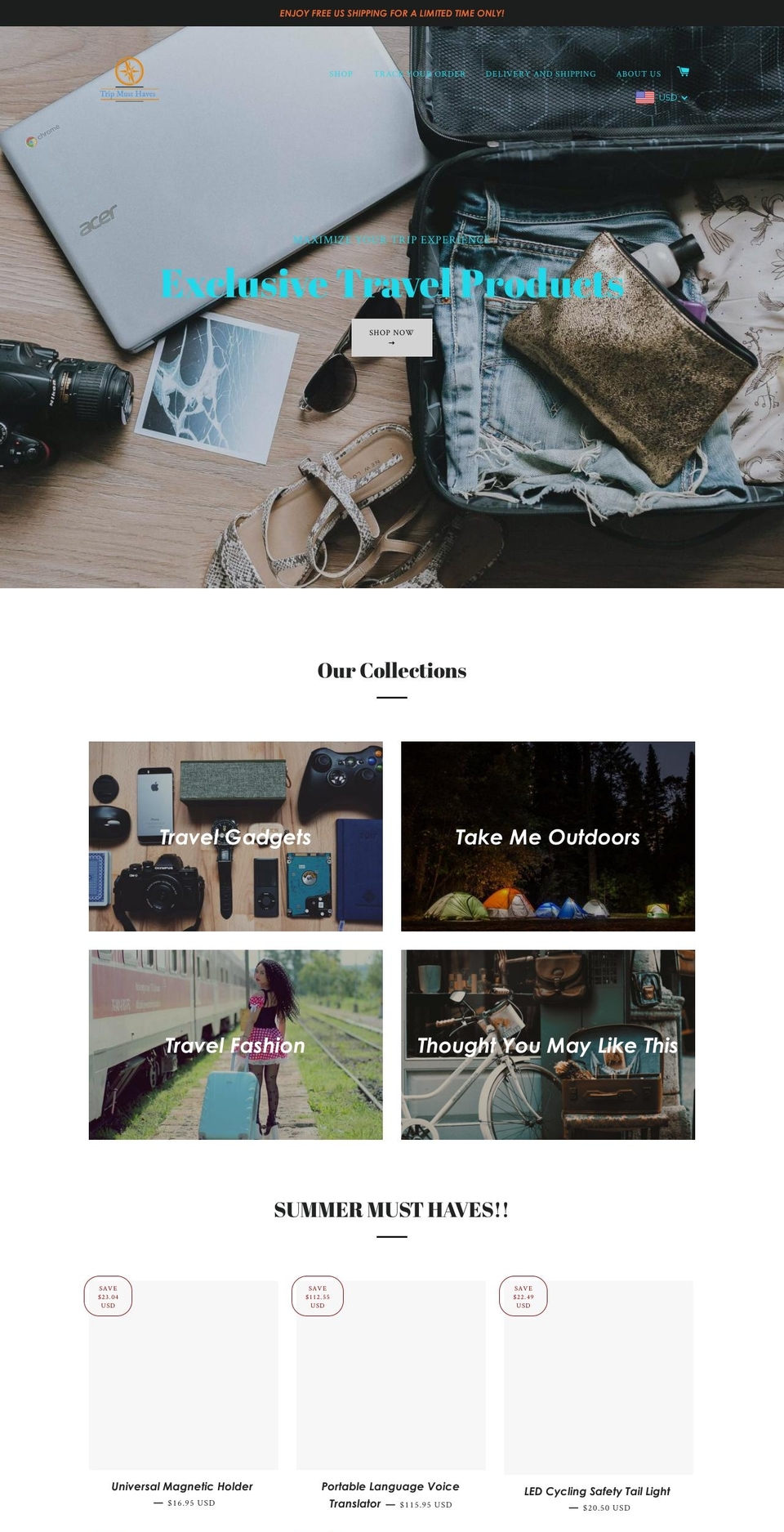 tripmusthaves.com — Shopify storefront screenshot