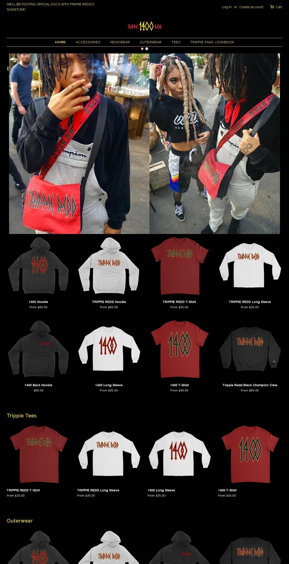 trippiereddmerchandise.com shopify website screenshot