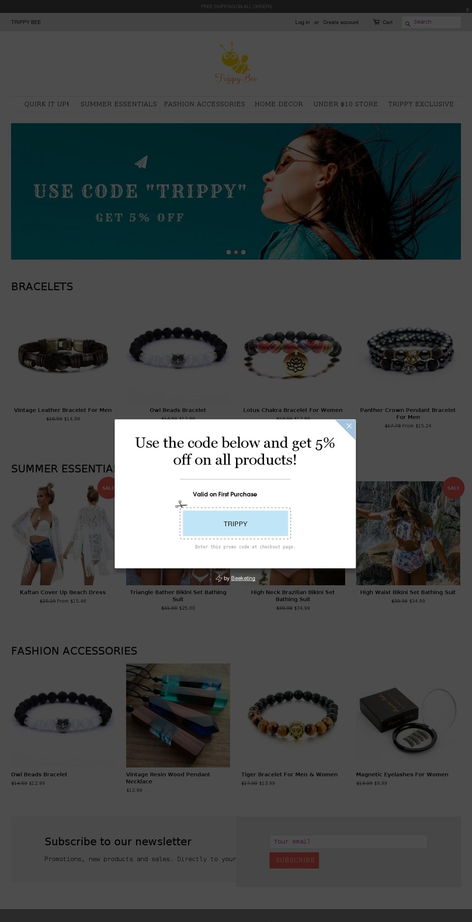 trippybee.com — Shopify storefront screenshot