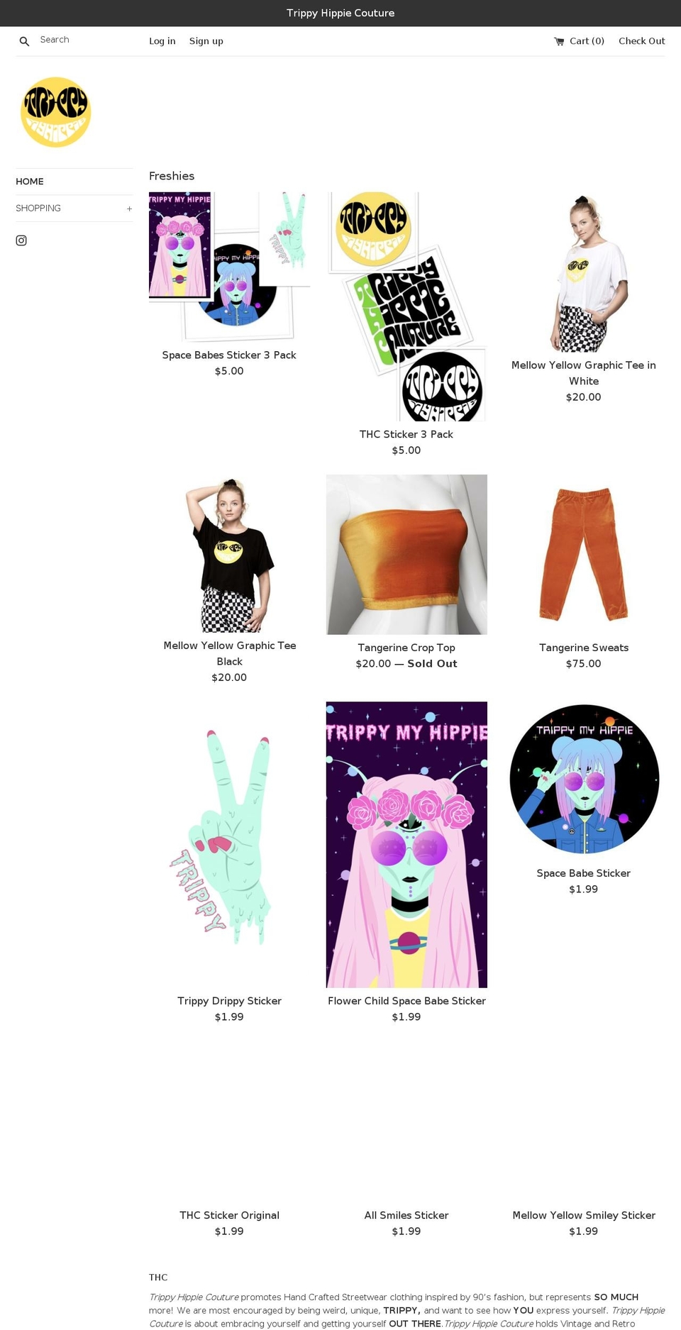 trippymyhippie.com shopify website screenshot