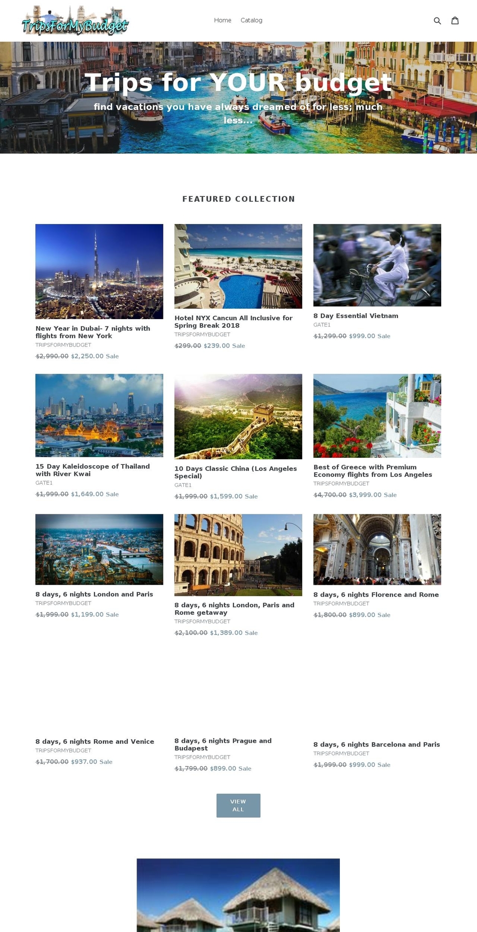 tripsformybudget.com — Shopify storefront screenshot