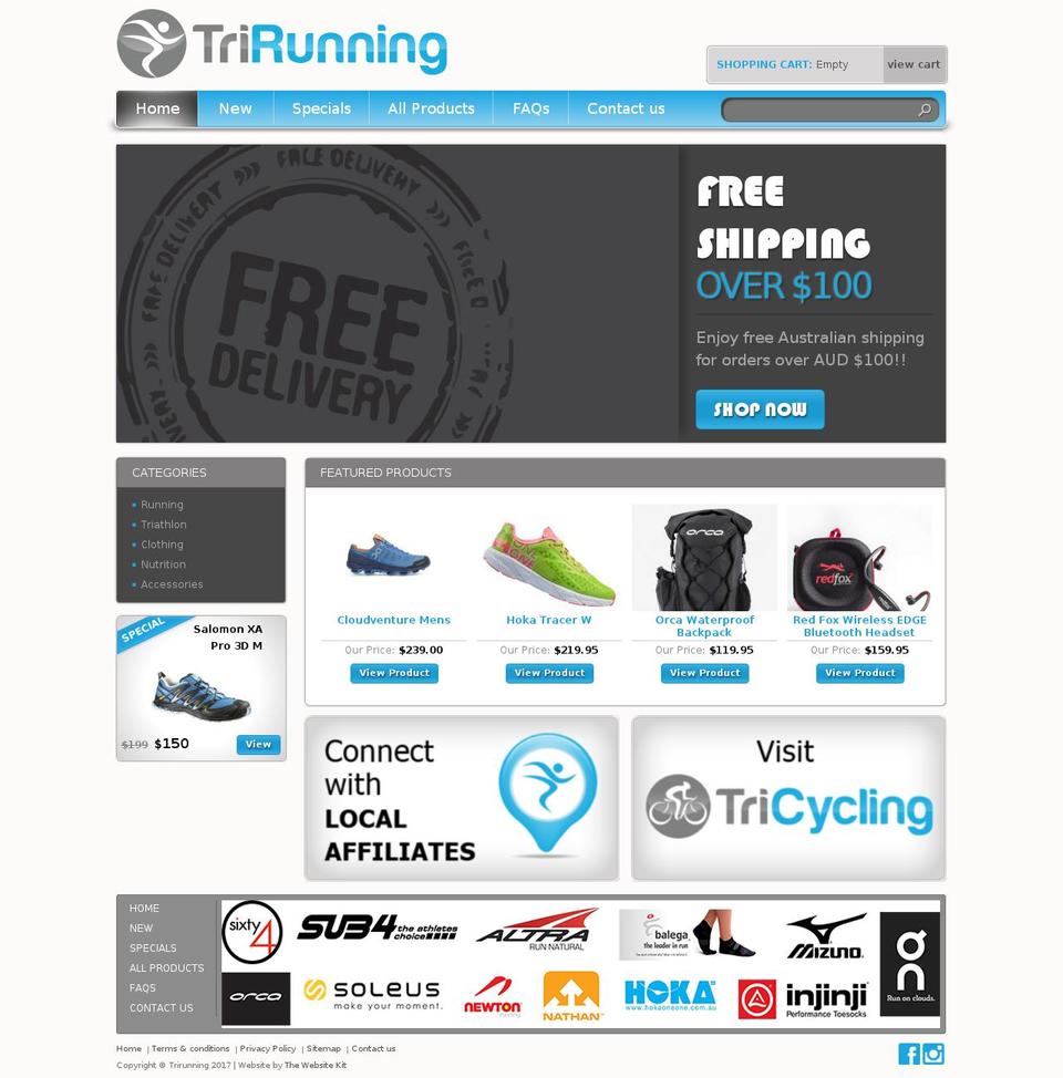 trirunning.com.au shopify website screenshot