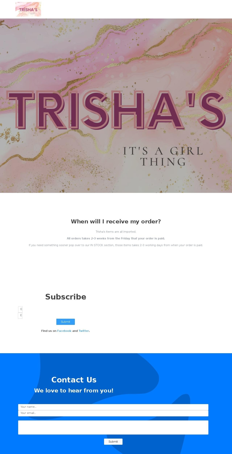 trishaslingerie.co.za shopify website screenshot