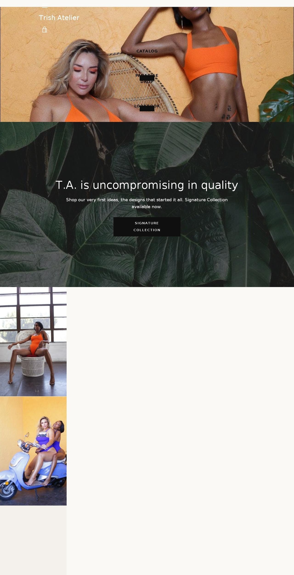 trishatelier.com — Shopify storefront screenshot