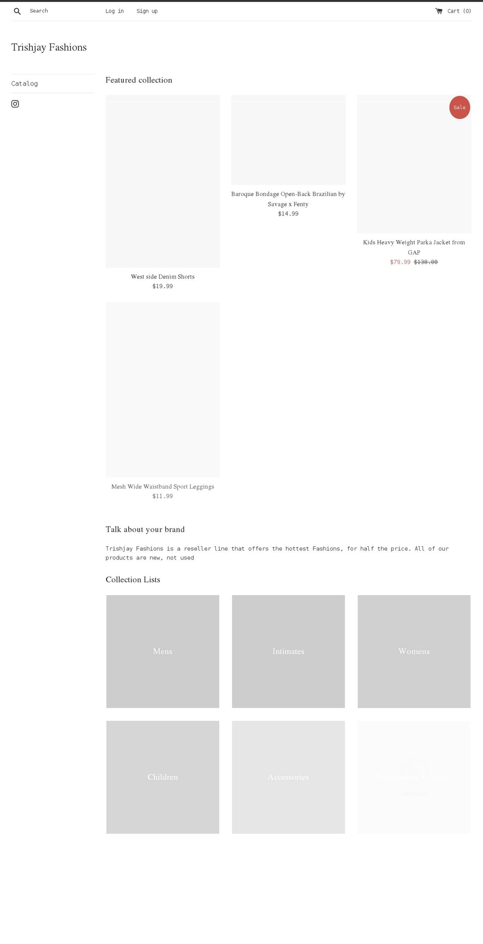 trishjayfashion.com shopify website screenshot