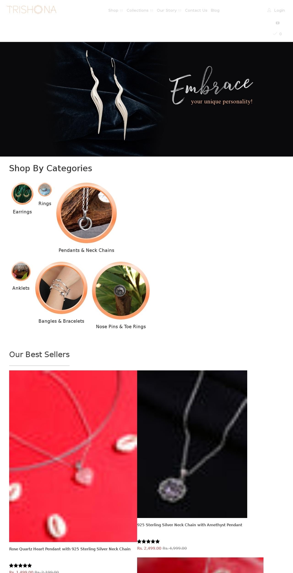 trishona.com shopify website screenshot